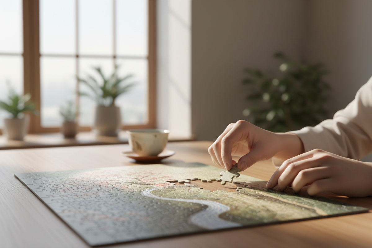zen photo of working a jigsaw puzzle